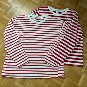 2 items! Zara and H&M Cotton Red and White Striped Long Sleeve Tees